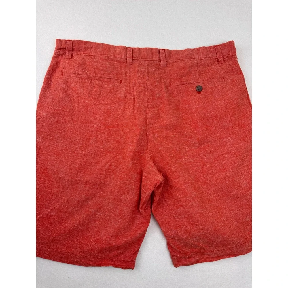 Banana Republic Men's Linen Blend Coral Orange Chino Shorts Size 35